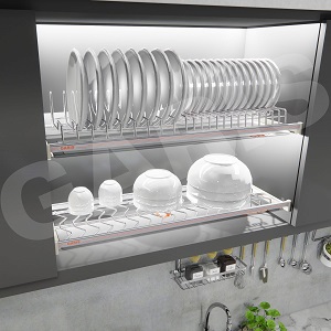 Giá bát đĩa cố định 2 tầng inox 304 GARIS GBC46 GBC47 GBC48 GBC49